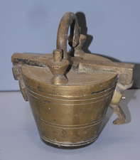 -BELLE ANCIENNE BOITE POIDS GODETS / CHARLEMAGNE BRONZE ou LAITON XXe VITRINE  D