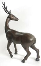 13.5 " Bronze Statue Élan Cerf Buck de Lodge Décor Art Déco Sculpture Figurine