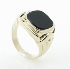 Chevalière Bague Homme Onyx 8 Carats or Jaune 5,3 G Gr. 62