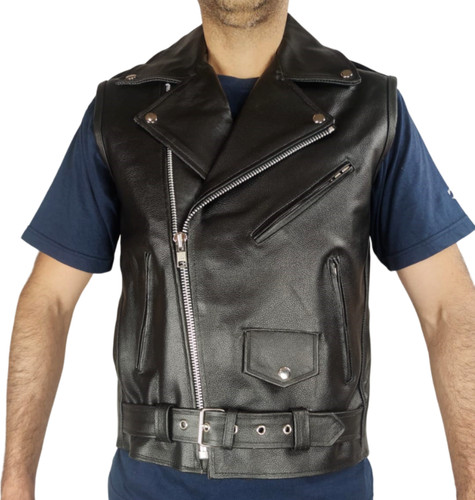Gilet cuir véritable manches - gilet,