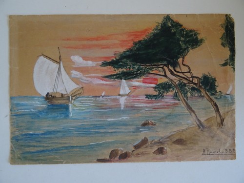 Ancienne gouache aquarelle - gouache,