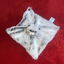 ?? Doudou Plat Ours Blanc Gris Chiné Fourrure Les Flocons BABYNAT ÉTAT NEUF