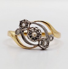 Bague antique or 18k, platine et diamants taille roses