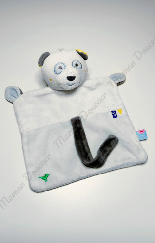 Doudou carré panda blanc gris - doudou,