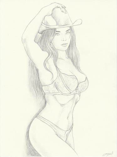 Dessin jeune femme en - de,