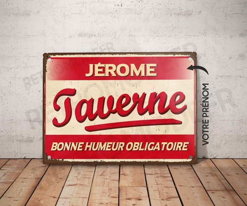 Plaque métal vintage taverne - métal,