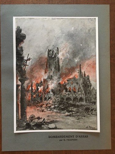 Gravure wwi bombardement - wwi,