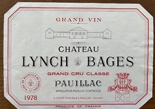 Étiquette Château Lynch Bages 1978 - 150 cl