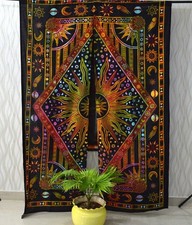 Rideaux indiens Mandala teints par nouage, tapisserie Hippie suspendue au...