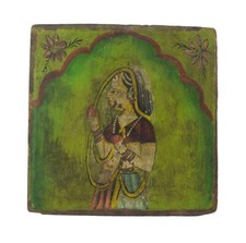 Main Peint Antique en Bois Femme Peinture Unique Meubles Décor Bloc. i71-790