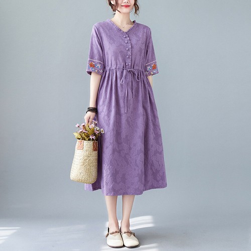 Femme robe ethnique broderie - ethnique,