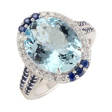 Bague diamant aigue-marine