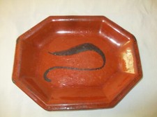 ANCIEN PLAT octogonal  en TERRE VERNISSEE AUVILLAR LOUIS TECHINE 1849/1881-