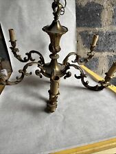 Ancienne XXème magnifique lustre à 6 branches en bronze style Louix XV