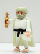 Épais Blanc Moine Abt Prêtre Avec Tonsur Bible Manteau Sandales Playmobil RAR