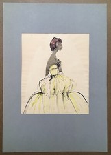 Dessin Original Aquarelle Croquis Mode Couture Collection De Wurtemberg 1960s