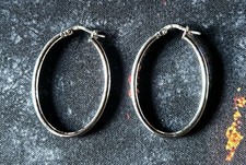 JOLIES BOUCLES CRÉOLES OVALES EN ARGENT FERMOIR CLIP TTBE 