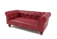 Maison de Poupées Rouge Cuir Chesterfield Canapé Miniature 1:12 Meuble de Salon