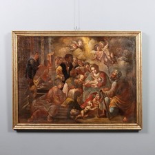 Tableau Ancien Adoration des