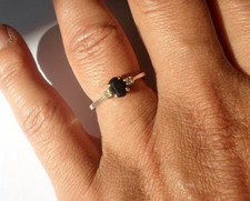 bague en argent massif, trio de pierres, t. 57