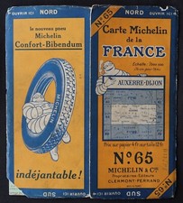 Carte MICHELIN 65 AUXERRE DIJON 1927 Guide Bibendum pneu tyre map