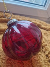 BOULE De NOEL PARDON VERRE SOUFFLE ROUGE Vintage D11cm Meisenthal Goetzenbruck
