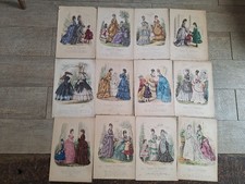 12 gravures de mode couleur magasin journal des demoiselles moniteur gravure anc