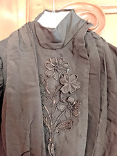 ancien haut de jupe 1900 , noir  décor de fleurs/ muri