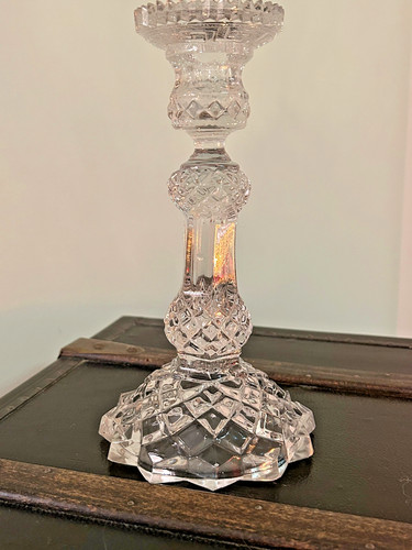 Ancien bougeoir verre moulé - bougeoir,