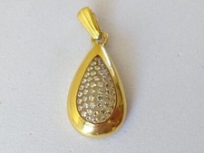 PENDENTIF GOUTTE OR 18 CARATS 47 DIAMANTS VINTAGE 18K pavage