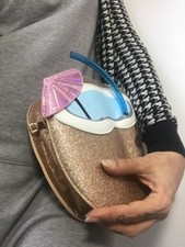 Sac à main tiki pop hula girl noix de coco dorée tropical pinup rétro glamour