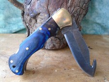 Couteau A Dépecer Lame Damas 128 Couches Style Buck 112 Manche Bois Artisanale