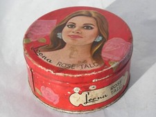 Boite Publicitaire Ancienne Metal Ronde Indienne Leena Rose Talc Inde 10x4,5cm