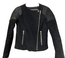 Blouson femme en daim noir