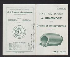 PONT-de-CHERUY (38) USINE de PNEUS pour VELO & MOTOS "GRAMMONT" Tract Tarif 1913