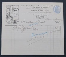 Facture 1910 CARTE GEO et TOPO de l ETAT MAJOR MEA PARIS  entête illustrée 32