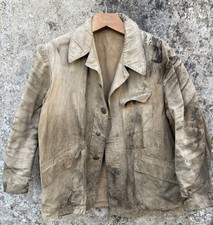 Ancienne Veste Chasse « Au Coutil Breton » Toile Cachou LiN Patinée Marchand 