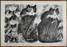 Walasse Ting lithographie originale signée 1990 art abstrait abstract art chats