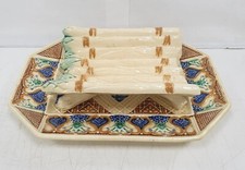 plat wasmuel asperge egouttoir ceramique barbotine majolique majolica jugendstil