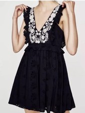 New Zara Navy Flower Dress