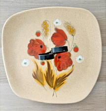 Plateau à fromage vintage/Plat de service à fromage en céramique/Plat coquelicot