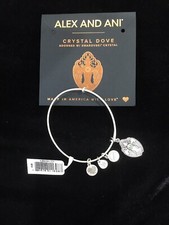 Alex and Ani Swarovski Crystal Dove Bangle Bracelet Rafaelian Silver NEW WTCB