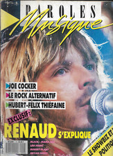 Revue "PAROLES MUSIQUE" N°6 -Joe Cocker, Rock alternatif,Renaud, H.B.Thiéfaine