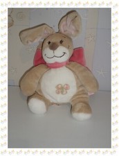 ⑰ - Doudou Peluche Lapin Beige Blanc Nœud Oscarine et Léontine Noukies Noukie's
