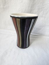 Vase diabolo Decor Rayures signé  CAPRON Vallauris Avec Petit Manque 