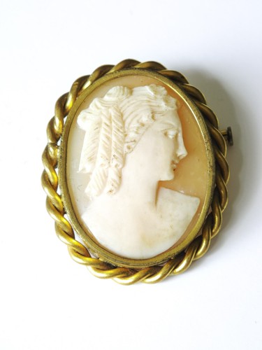 Broche camée ancien coquille - broche,