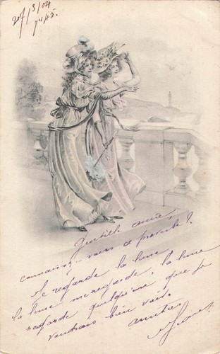 Illustree femmes elegantes - cp,