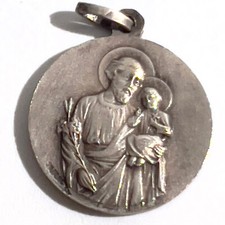 Ange Enfant Jésus Joseph Médaille signée TAIRAC en métal D 2 cm Religion Medal