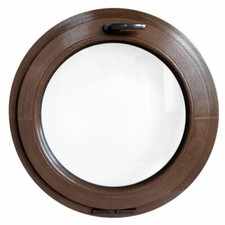 Fenêtre ronde à soufflet PVC effet bois Oeil de boeuf diverses couleurs au choix