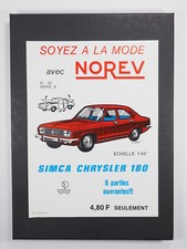 NOREV - Affichette Revendeur Originale - 22 - Simca Chrysler 180 - 1/43